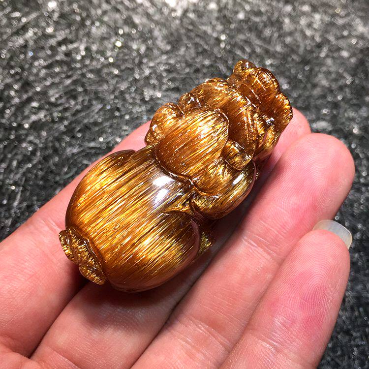 天然老矿料 铜条发晶貔貅吊坠 铜发晶貔貅猫眼 顺发 貔貅吊坠