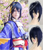 Kiếm Frenzy Moon Moon thứ 3 gần màu xanh và đen Hỗn hợp Gradient Gradient Face Folding Cosplay Wig - Cosplay cosplay zero two