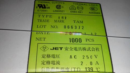 TAM田村温度保险丝T6F 2A 139度 139°C  250V进口 电阻型保险丝