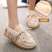 2015 late autumn new Korean head flow suping bean shoes cashmere shoes fur shoes and light cotton scoop shoe