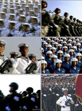 人民军队阅兵走正步海陆空三军武装警察部队中国高清实拍视频素材