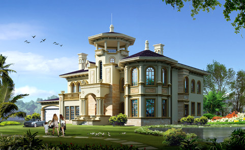 欧美别墅风景图 唯美别墅图片 来图定做 海报制作装饰画 J2233C