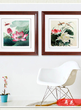 汴绣精品荷花和和美美客厅卧室装饰画纯手工刺绣礼品工艺品挂件画