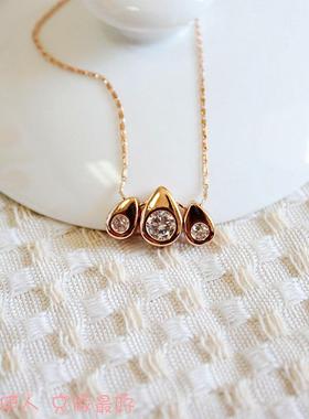 玫瑰金水滴防过敏气质款短链