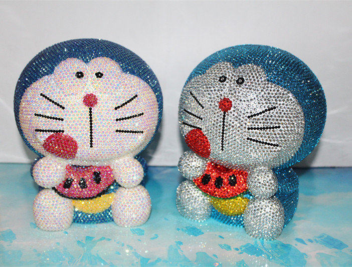 手工贴钻新款经典叮当猫存钱罐创意 机器猫储蓄罐摆件 生日礼物