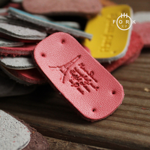 手工真皮皮标手缝装饰DIY手工辅料巴黎铁塔系列头层皮标多色可选