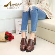 O spring of 2016 the first layer of leather zipper deep thick high heel shoes and ankle boots