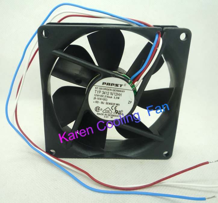 全新原装PAPST TYP3412N/12HH 9225 12v 2.3w 3线 散热风扇