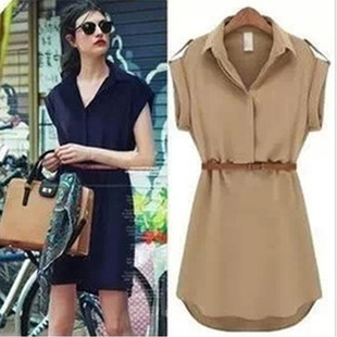 Short Women dress Dress 2017 Summer Neck Plus Size Solid