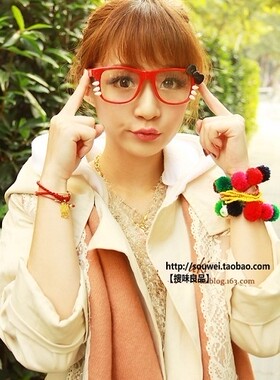 hello kitty蝴蝶结眼镜架16新款潮流明星眼镜框华晨宇同款平光镜