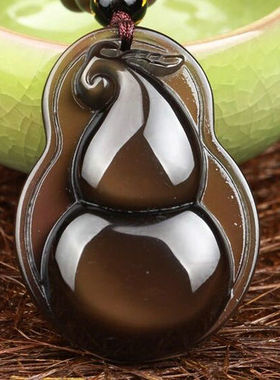 四合葫芦项链黑曜石宝吉懿缘葫吊坠项链男女款吉祥饰品