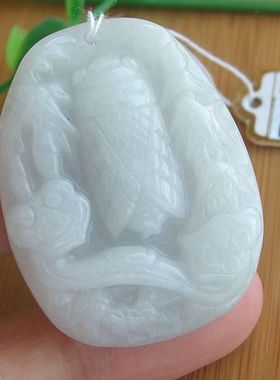 94705缅甸玉 实拍图 天然A货翡翠玉金蝉知了如意节节高吊坠送证书