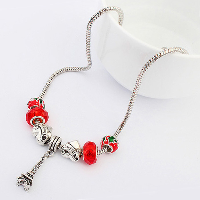 彩衣阁异域民族风项链时尚女埃菲尔铁塔吊坠多色个性欧美装饰项链