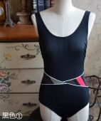 051512欧美原单专业运动TWEKA 色块拼接游泳保守三角连体泳衣