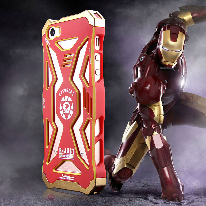 R-Just Avengers Superhero Aluminum Metal Case Cover with Shockproof Hard PC for Apple iPhone SE/5S/5