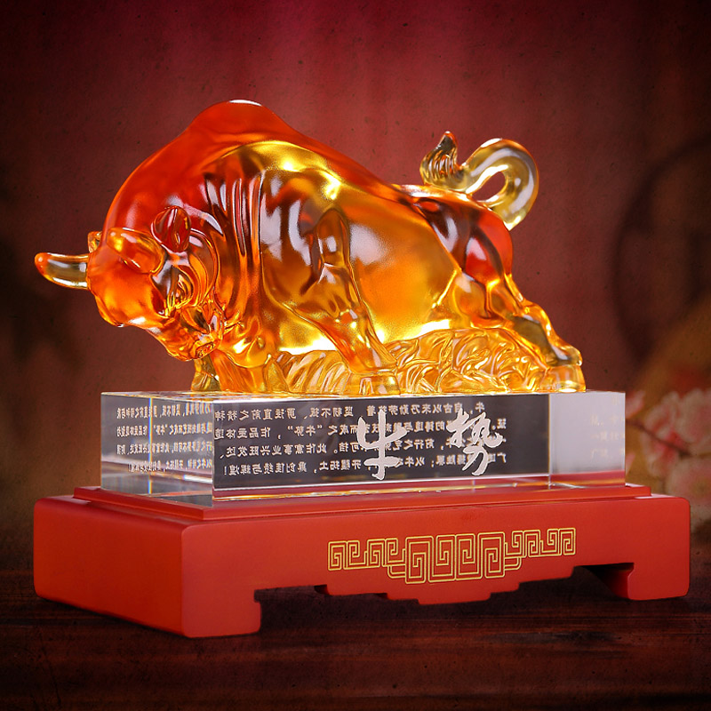 华尔街牛摆件 琉璃牛工艺品牛势炒股神器吉祥物 创意商务开业礼品