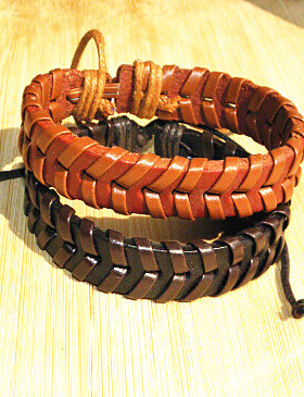 朋克风皮质男士手工编织diy饰品