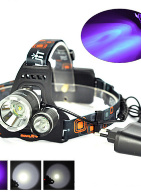 BORUIT RJ-30001灯CREE XML T6+2灯CREE XPE R2 紫光USB充电头灯