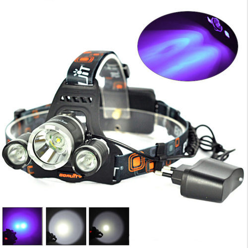 BORUIT RJ-30001灯CREE XML T6+2灯CREE XPE R2 紫光USB充电头灯