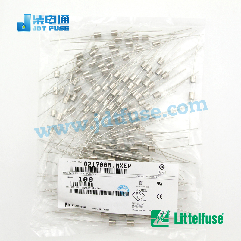 5*20力特littelfuse玻璃保险丝0217008.MXEP带引线250V8A保险管