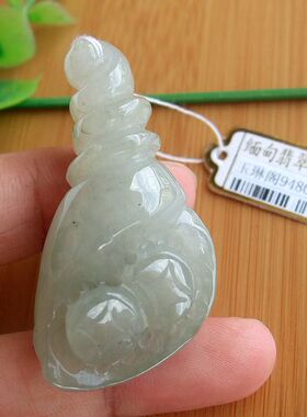 94809玉琳阁 缅甸玉 实物拍图天然A货翡翠玉招财钱螺大吊坠送证书