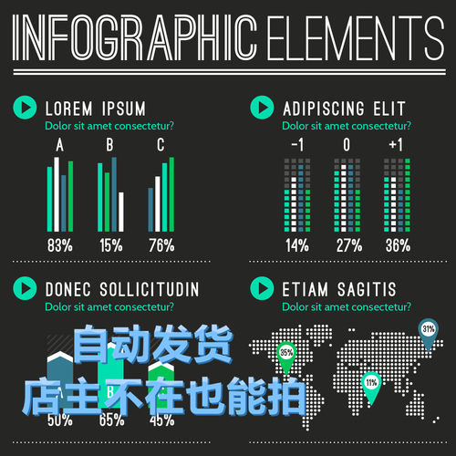 矢量高清信息图标金融数据制图地图柱状图 EPS平面广告设计素材