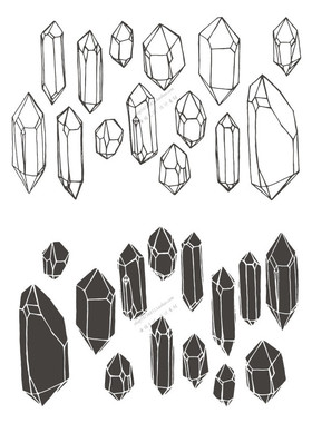 A1249矢量晶体矿物水晶图案手绘简约线稿图案 AI设计素材+PNG免抠