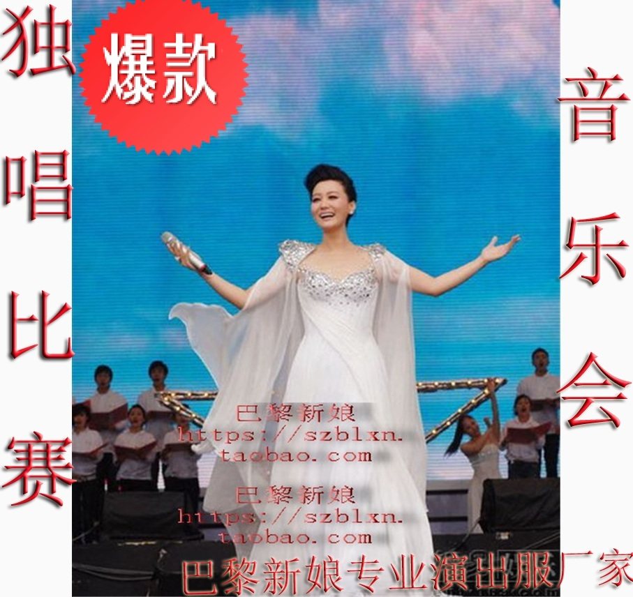 水袖飘逸小摆随身歌唱比赛礼服