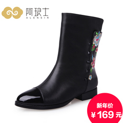 Special offer clearance Alang's 2015 national wind nude boots leather flat boots women's boots F858