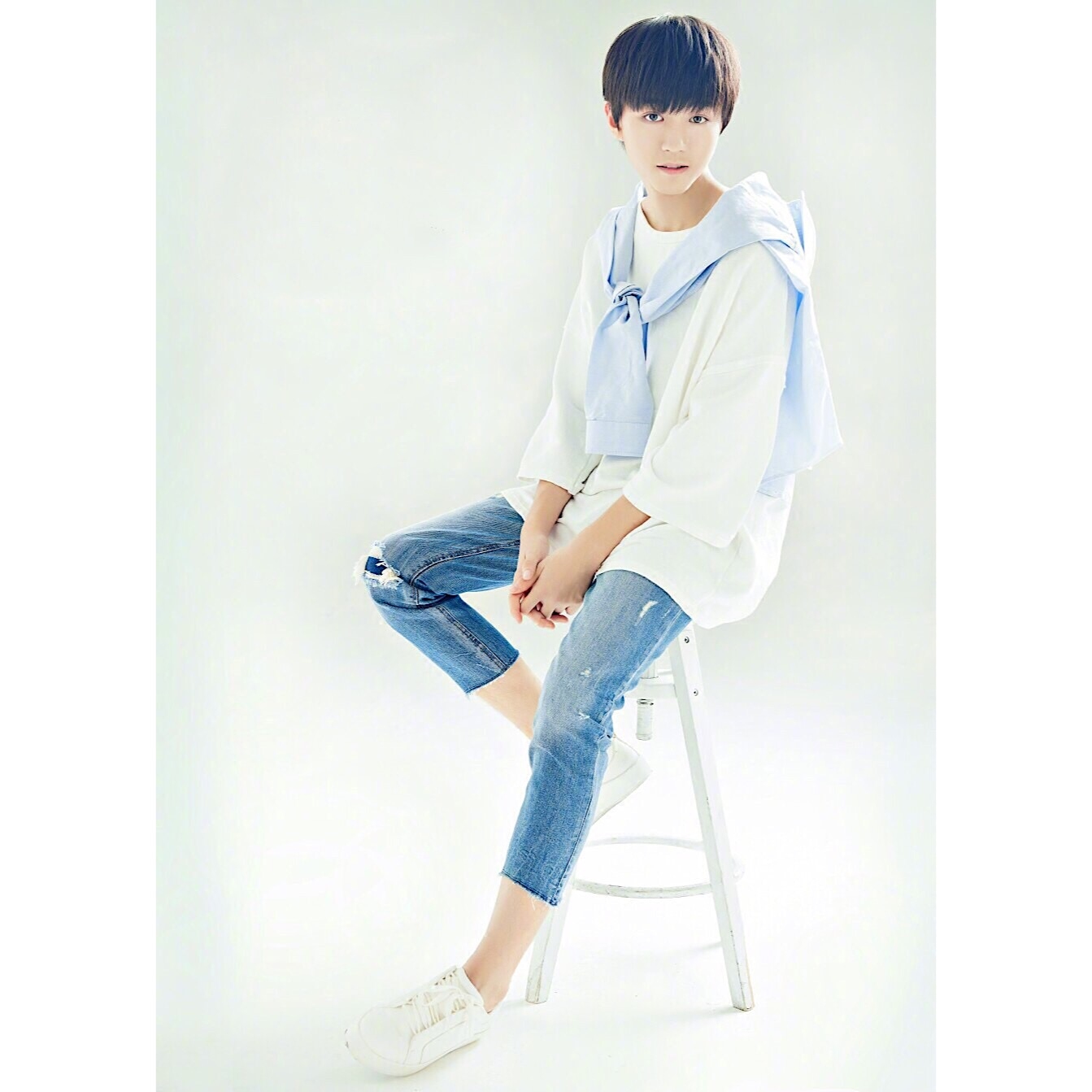 小孩纯色圆领中袖情侣宽松T恤