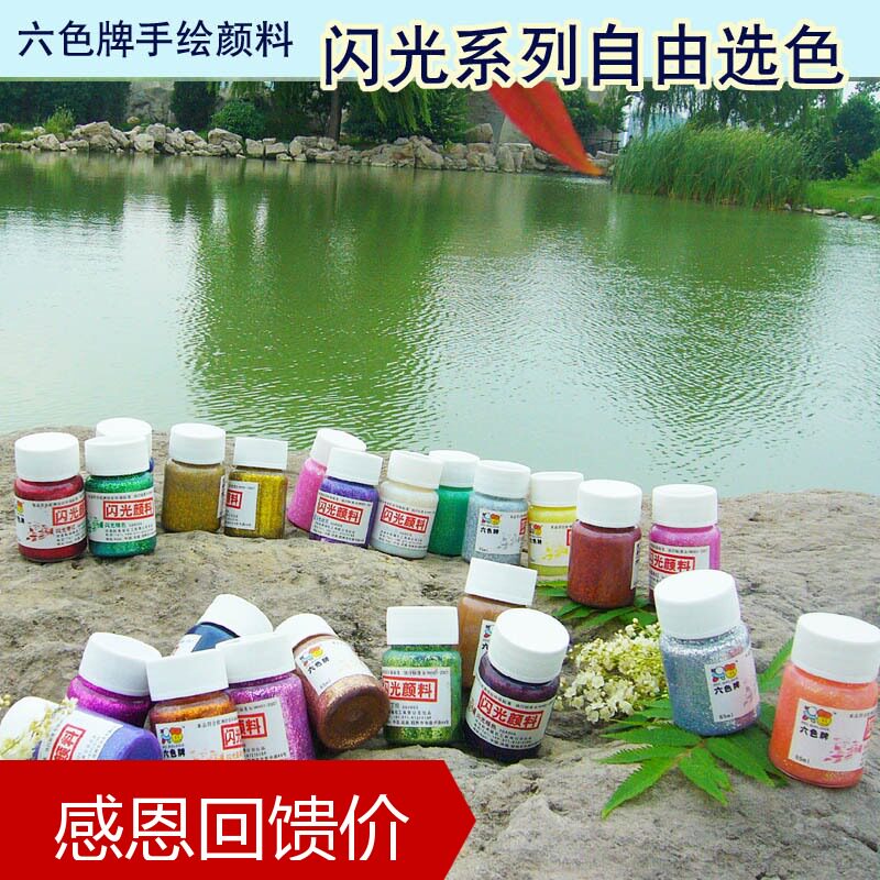 闪光颜料24色六色牌 手绘纺织颜料 diy颜料手绘鞋颜料