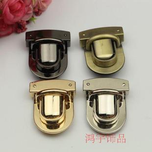 4色包锁 包配件箱包五金配件锁扣圆形鸭舌插锁包包手袋插锁