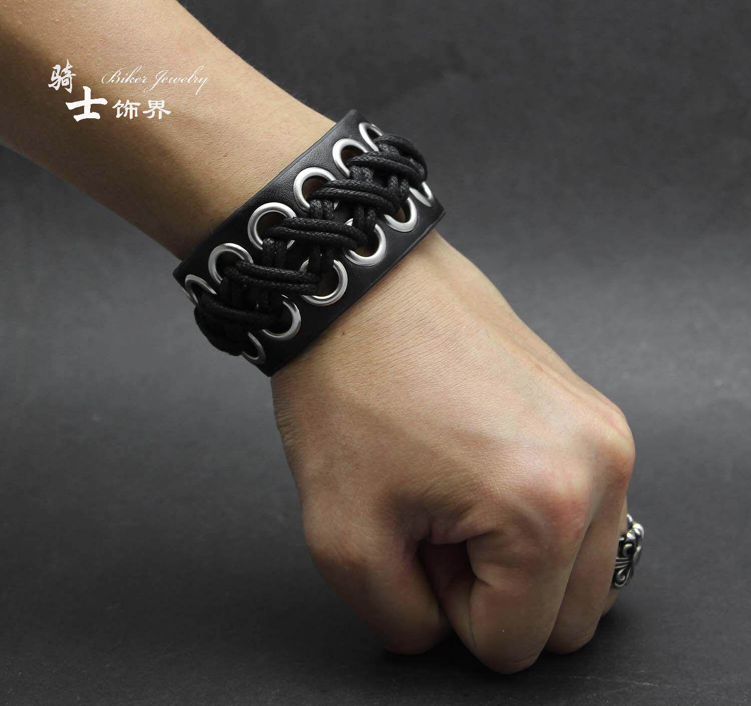 FOREIGN TRADE SPOT EUROPEAN AND AMERICAN RETRO TIDE PERSONALITY KNIGHT MOTORCYCLE LEATHER COUPLE BRACELET WRISTBAND
