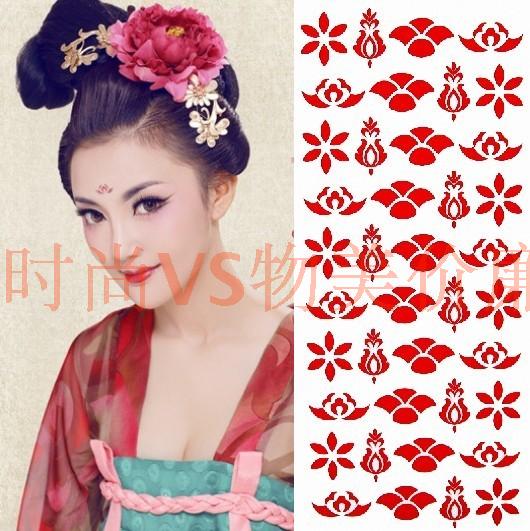 防水纹身贴纸女款额贴花钿一次性纹身贴眉心贴脸部贴纸满18包邮