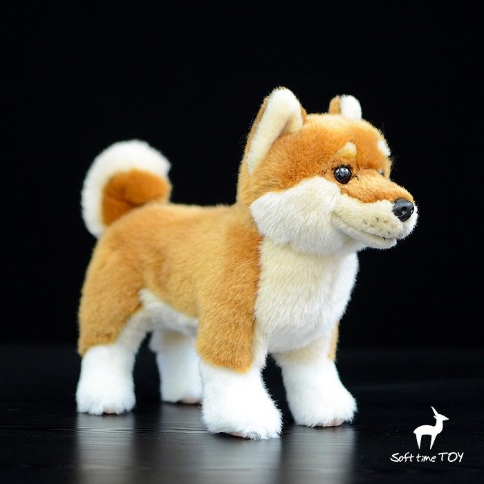可爱狗狗玩偶 仿真日本柴犬公仔 站姿狗狗毛绒玩具 仿真动物 28CM