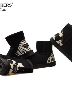 澳洲皮毛一体雪地靴女正品代购SHEARERS动物纹拼色5854短靴