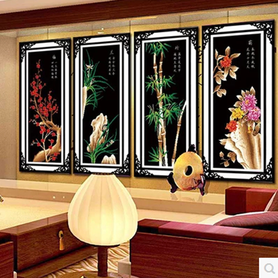 新款5d钻石画梅兰竹菊十字绣套十字绣套件