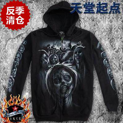 男款拉链帽衫 卫衣 泰国进口 摇滚街舞韩版 恶魔僵尸 夜光莹光