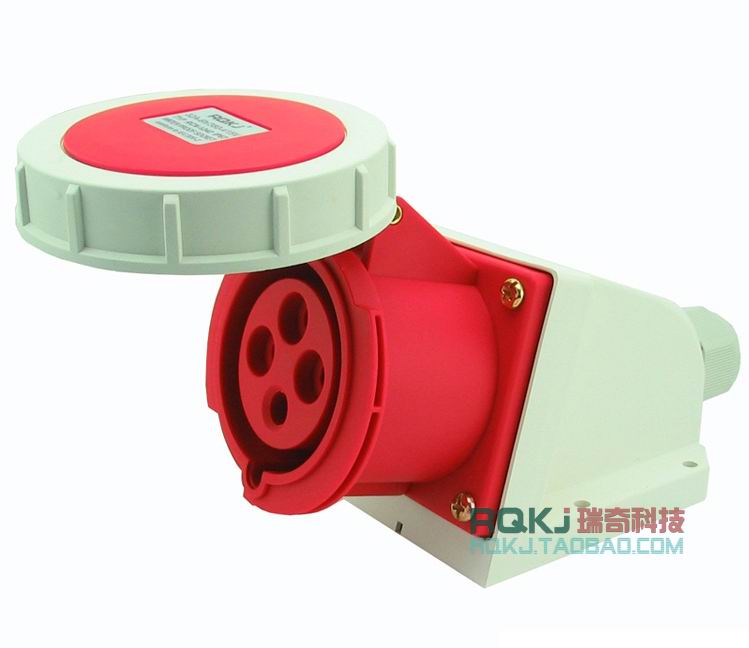 厂家直销RCN-1242工业明装插座IP67防水32A4孔4P380V新型3P+E