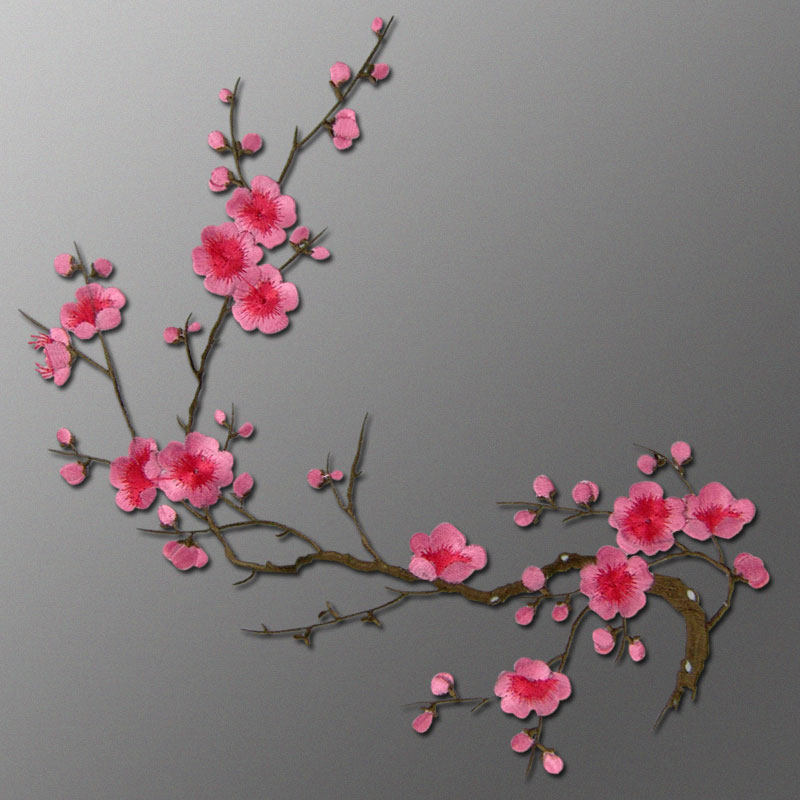 3色对称梅花布贴 广场舞服汉服装饰辅料刺绣补丁贴背胶可熨烫贴花