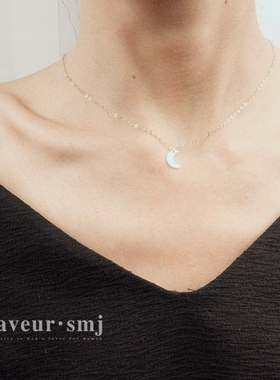 美国设计师包金小月牙不褪色项链