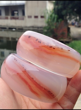 巴西天然红水草红霞红玛瑙手镯时尚超宽对镯女闺蜜情侣礼371