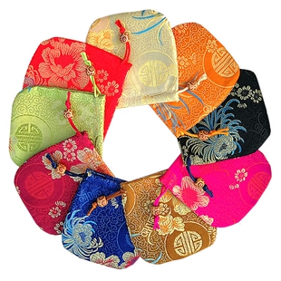 织锦缎香包香囊香料 金银首饰 手玩包装袋 多色可选 寿菊图案