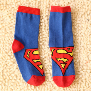 6岁 防臭卡通运动袜3 儿童宝宝男童超人漫画英雄春秋棉袜经典 短袜