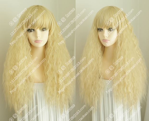 软妹风淡金色烟花烫波西米亚假发