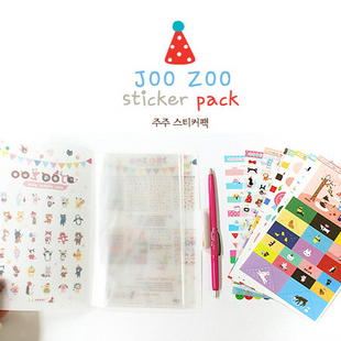 jetoy Joozoo可爱卡通创意贴纸 韩国 装饰贴 套装8张附卡通封皮