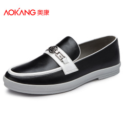 Aucom new men's shoes casual shoes leather shoes men Korean round head low shoes leather shoes fashion trend package mail