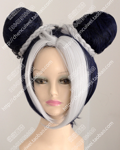 cosplay假发 JOJO的奇妙冒险 空条徐伦 徐徐 蓝灰混色 插画配色