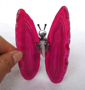 天然水晶花片79号玛瑙切片蝴蝶摆件原石10.5厘米灯饰玉髓电视墙