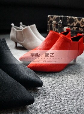 欧洲站秋冬女鞋dumah马毛短靴